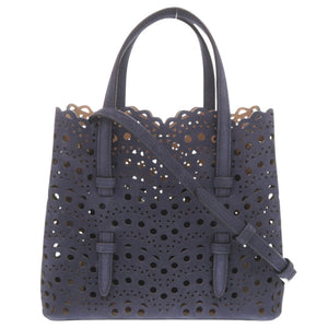 新品同様 アライア MINA20 ヌバックレザー ネイビー 2WAY ハンドバッグ ショルダーバッグ 0949【中古】ALAIA
