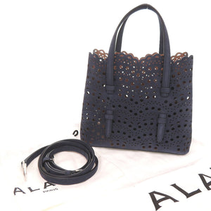 新品同様 アライア MINA20 ヌバックレザー ネイビー 2WAY ハンドバッグ ショルダーバッグ 0949【中古】ALAIA