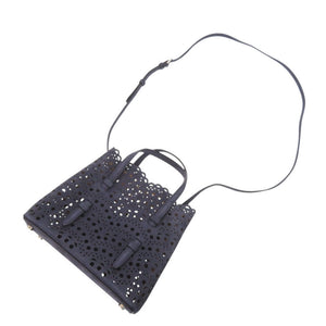 新品同様 アライア MINA20 ヌバックレザー ネイビー 2WAY ハンドバッグ ショルダーバッグ 0949【中古】ALAIA