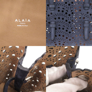 新品同様 アライア MINA20 ヌバックレザー ネイビー 2WAY ハンドバッグ ショルダーバッグ 0949【中古】ALAIA