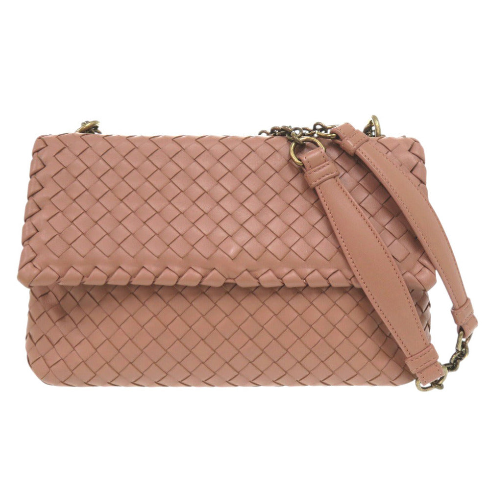 ボッテガヴェネタ オリンピア イントレチャート レザー ピンク ショルダーバッグ 0953【中古】BOTTEGAVENETA
