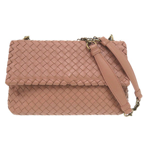 ボッテガヴェネタ オリンピア イントレチャート レザー ピンク ショルダーバッグ 0953【中古】BOTTEGAVENETA