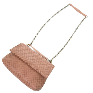 ボッテガヴェネタ オリンピア イントレチャート レザー ピンク ショルダーバッグ 0953【中古】BOTTEGAVENETA
