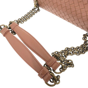 ボッテガヴェネタ オリンピア イントレチャート レザー ピンク ショルダーバッグ 0953【中古】BOTTEGAVENETA