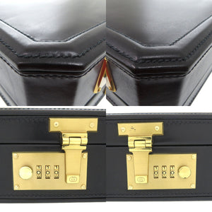 美品 グッチ ヴィンテージ トランクケース ブリーフケース アタッシュケース レザー ブラック 0957【中古】GUCCI