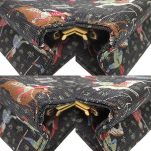 美品 グッチ グレタガルボ コラボ 馬術プリント キャンバス ブラック クラッチバッグ 黒 0960【中古】GUCCI