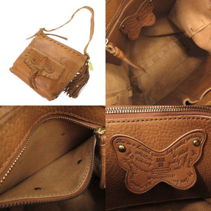 コーチ × アナスイ ANNA SUI ダッフル レザー ブラウン ショルダーバッグ 茶 0967【中古】COACH