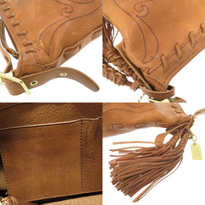 コーチ × アナスイ ANNA SUI ダッフル レザー ブラウン ショルダーバッグ 茶 0967【中古】COACH