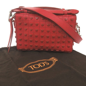 新品同様 トッズ ハート スタッズ レザー レッド 2WAY ショルダーバッグ 赤 0969【中古】TOD’S