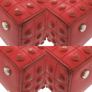 新品同様 トッズ ハート スタッズ レザー レッド 2WAY ショルダーバッグ 赤 0969【中古】TOD’S