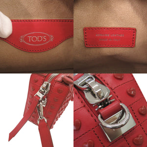 新品同様 トッズ ハート スタッズ レザー レッド 2WAY ショルダーバッグ 赤 0969【中古】TOD’S