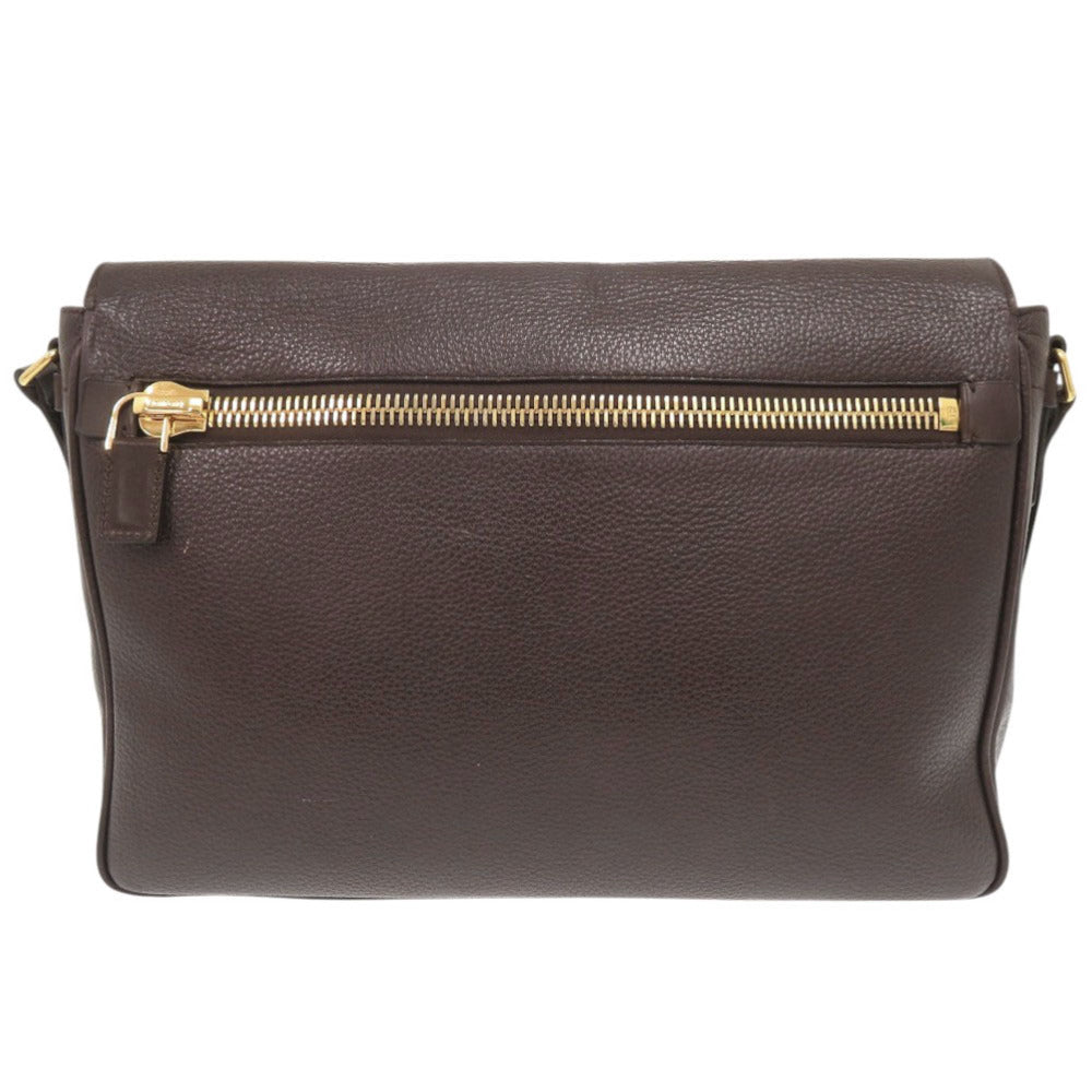 トムフォード ブラウン メッセンジャー ショルダーバッグ 茶 0971【中古】TOM FORD メンズ