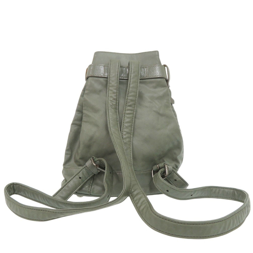 ジャンポール ゴルチェ ミニリュック ロゴプレート リュック デイパック レザー モスグリーン 0983【中古】Jean Paul Gaultier