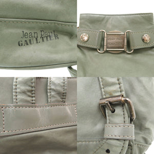 ジャンポール ゴルチェ ミニリュック ロゴプレート リュック デイパック レザー モスグリーン 0983【中古】Jean Paul Gaultier