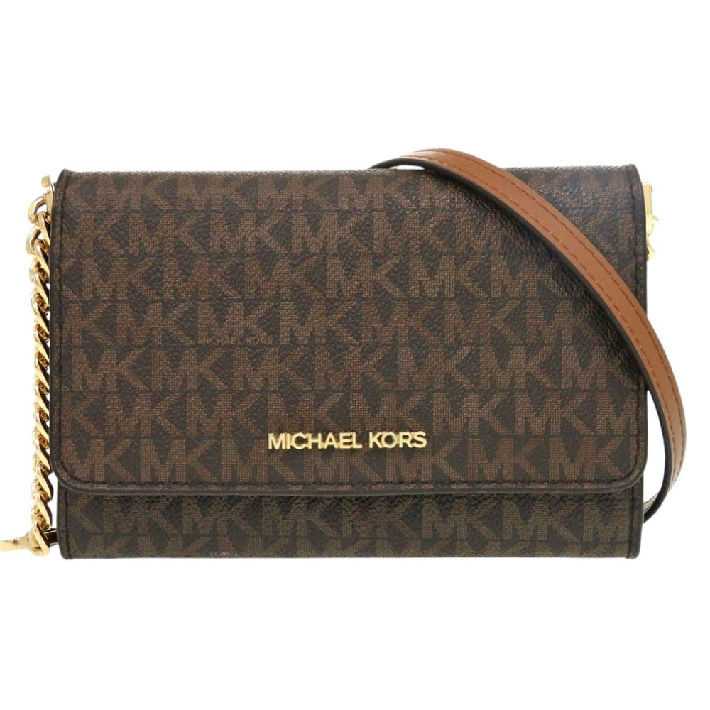 美品 マイケルコース チェーンウォレット 35F0GTVC8B PVC ブラウン ショルダーバッグ 1012【中古】Michael Kors
