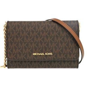 美品 マイケルコース チェーンウォレット 35F0GTVC8B PVC ブラウン ショルダーバッグ 1012【中古】Michael Kors