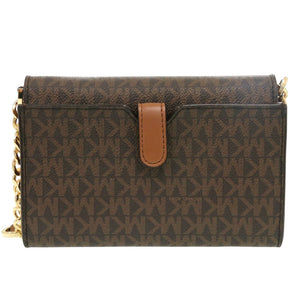 美品 マイケルコース チェーンウォレット 35F0GTVC8B PVC ブラウン ショルダーバッグ 1012【中古】Michael Kors