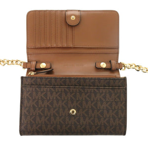 美品 マイケルコース チェーンウォレット 35F0GTVC8B PVC ブラウン ショルダーバッグ 1012【中古】Michael Kors