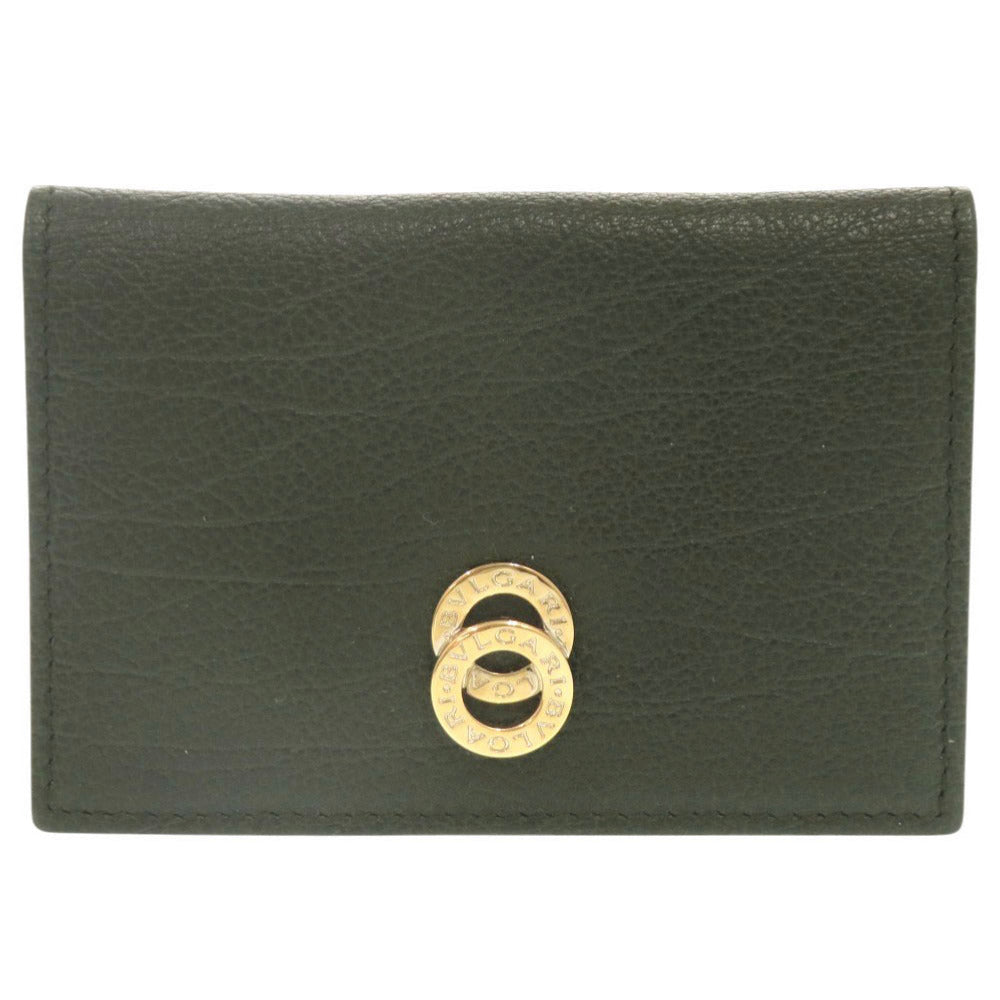 未使用品 ブルガリ レザー グリーン カードケース 名刺入れ 緑 1033【中古】BVLGARI