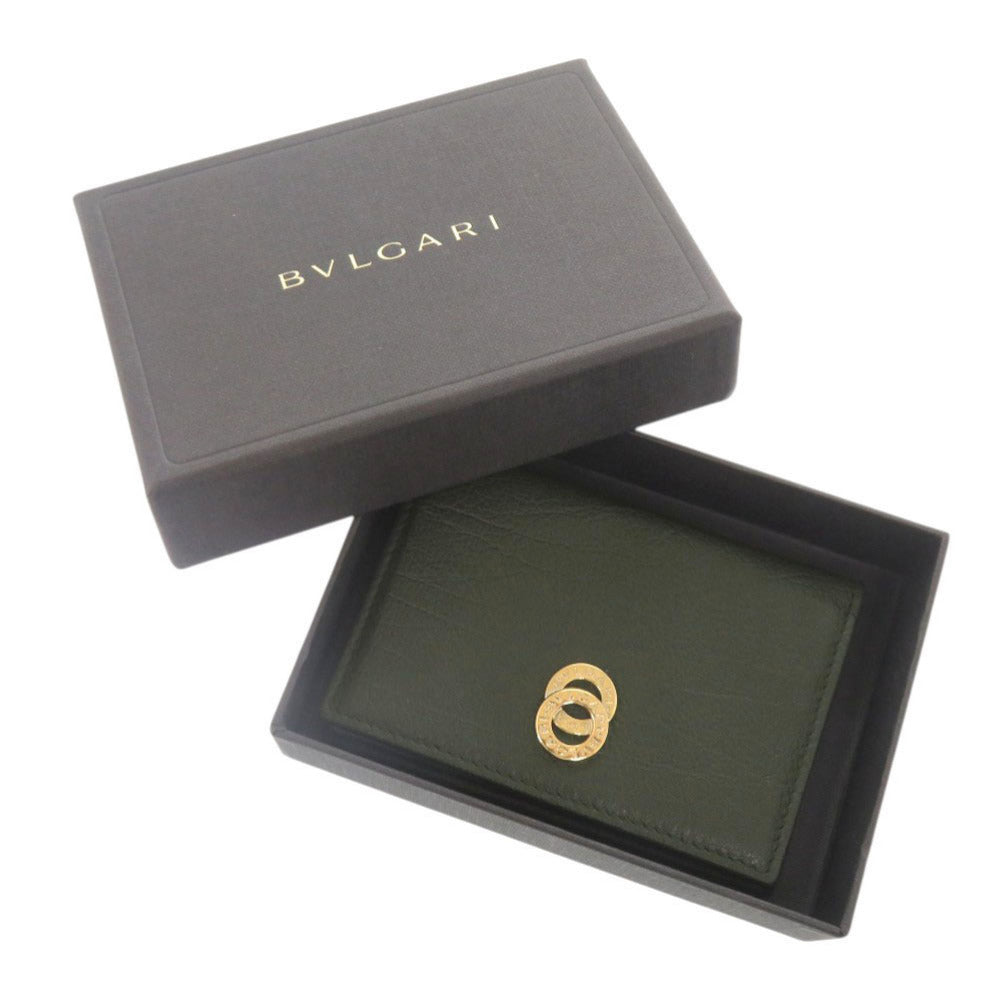 未使用品 ブルガリ レザー グリーン カードケース 名刺入れ 緑 1033【中古】BVLGARI