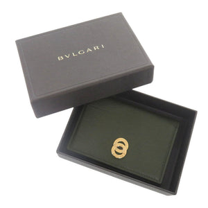 未使用品 ブルガリ レザー グリーン カードケース 名刺入れ 緑 1033【中古】BVLGARI
