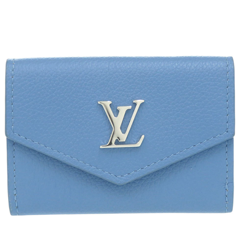 美品 ルイ ヴィトン ポルトフォイユ ロックミニ M67861 レザー ブルー シルバー金具 LV 三つ折り財布 1036【中古】LOUIS VUITTON