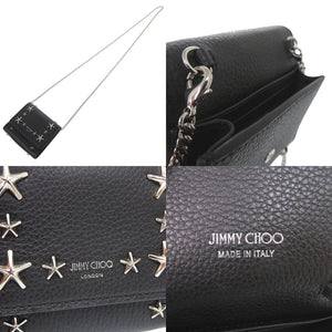 美品 ジミーチュウ 2WAY スタースタッズ カードケース 斜めがけ ショルダー レザー ブラック 1043【中古】JIMMY CHOO