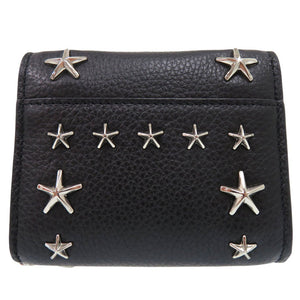 美品 ジミーチュウ 2WAY スタースタッズ カードケース 斜めがけ ショルダー レザー ブラック 1043【中古】JIMMY CHOO