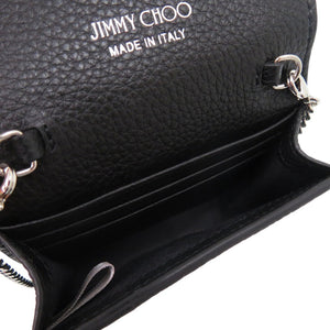 美品 ジミーチュウ 2WAY スタースタッズ カードケース 斜めがけ ショルダー レザー ブラック 1043【中古】JIMMY CHOO