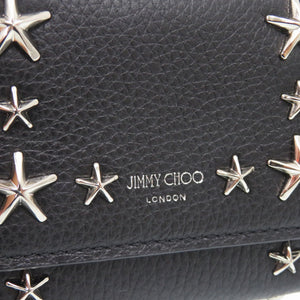 美品 ジミーチュウ 2WAY スタースタッズ カードケース 斜めがけ ショルダー レザー ブラック 1043【中古】JIMMY CHOO