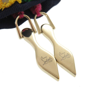 美品 クリスチャンルブタン レザー キャンバス ラフィア マルチカラー キーホルダー 1058【中古】Christian Louboutin