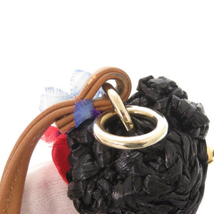 美品 クリスチャンルブタン レザー キャンバス ラフィア マルチカラー キーホルダー 1058【中古】Christian Louboutin