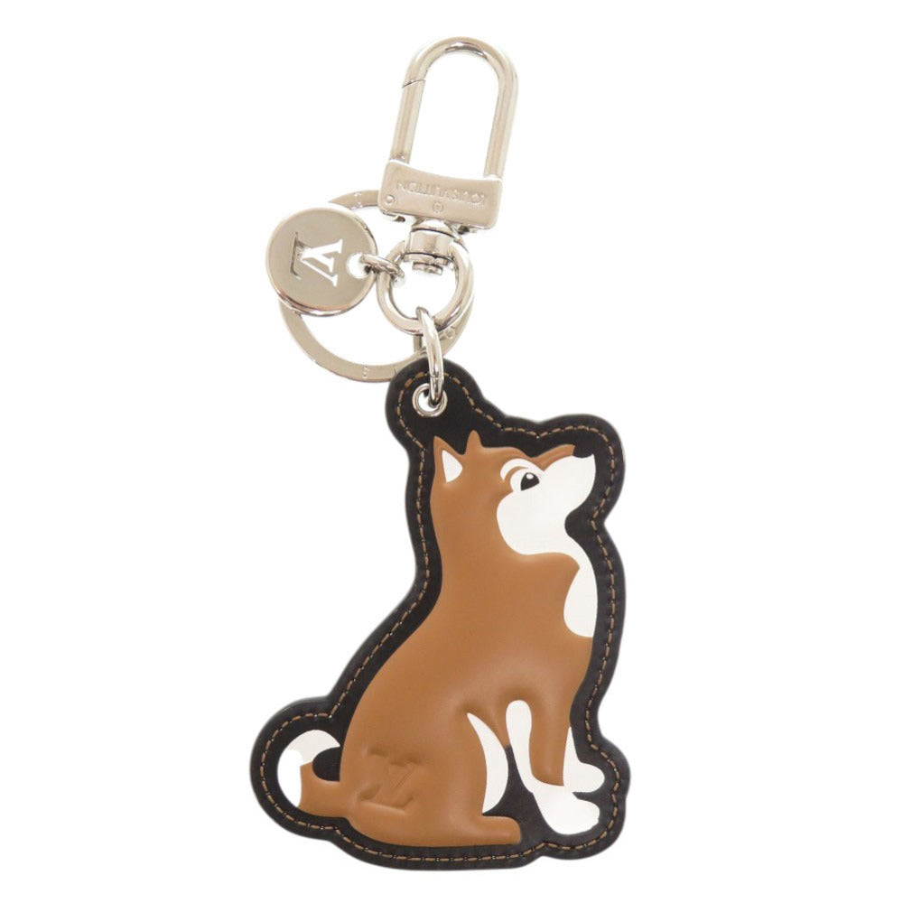 美品 ルイ ヴィトン ポルトクレ カレッジ LV リーグ 柴犬 ドッグ M62755 レザー ブラウン ブラック キーホルダー LV 1062【中古】LOUIS VUITTON