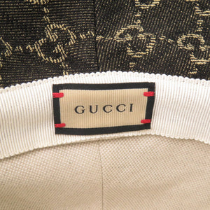 新品同様 グッチ バケットハット 576371 サイズM コットン ブラック 帽子 ハット 1065【中古】GUCCI
