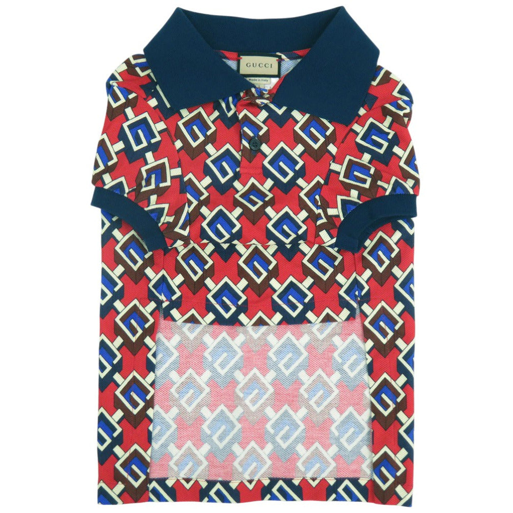 新品同様 グッチ ジオメトリックG ペットTシャツ ペット用 ペット服 ドッグウェア PET T SHIRT 695744 コットン レッド 1067【中古】GUCCI