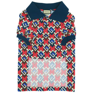 新品同様 グッチ ジオメトリックG ペットTシャツ ペット用 ペット服 ドッグウェア PET T SHIRT 695744 コットン レッド 1067【中古】GUCCI