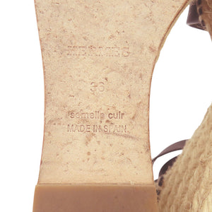 美品 エルメス ティポリ エスパドリーユ ケリーストラップ ウェッジソール レザー ブラック シルバー金具 サンダル 1071【中古】HERMES