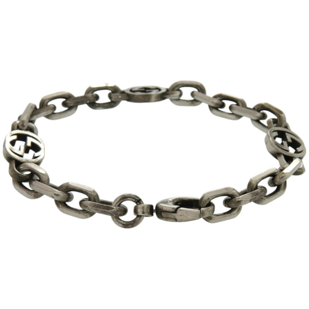 美品 グッチ インターロッキング チェーン シルバー925 シルバー 銀 ブレスレット 1081【中古】GUCCI