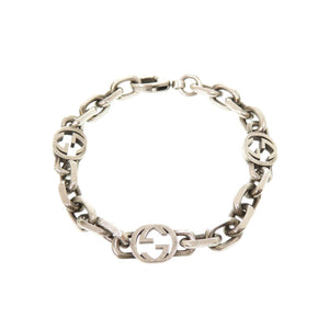 美品 グッチ インターロッキング チェーン シルバー925 シルバー 銀 ブレスレット 1081【中古】GUCCI