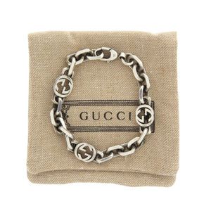 美品 グッチ インターロッキング チェーン シルバー925 シルバー 銀 ブレスレット 1081【中古】GUCCI