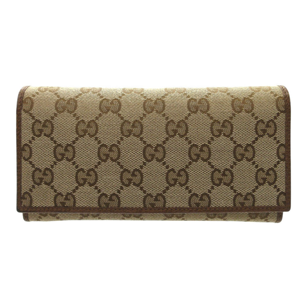 新品同様 グッチ GGキャンバス ジャガード 346058 ベージュ ブラウン 長財布 1083 【中古】 GUCCI