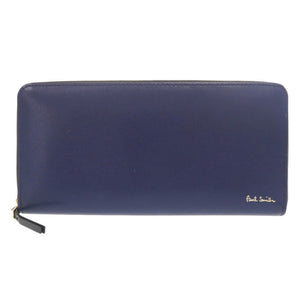 新品同様 ポールスミス シティエンボス レザー ブルー ラウンドファスナー 長財布 1091【中古】Paul Smith メンズ