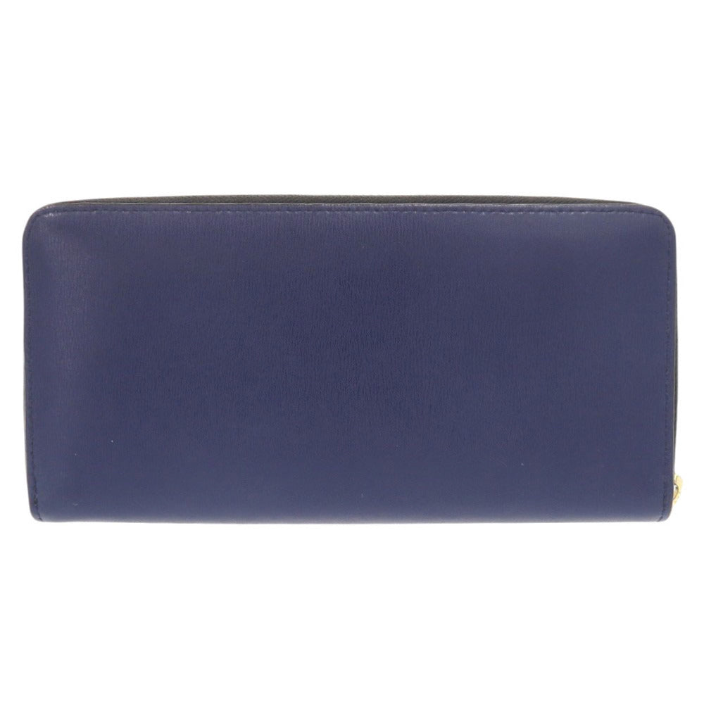 新品同様 ポールスミス シティエンボス レザー ブルー ラウンドファスナー 長財布 1091【中古】Paul Smith メンズ