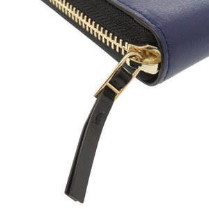 新品同様 ポールスミス シティエンボス レザー ブルー ラウンドファスナー 長財布 1091【中古】Paul Smith メンズ