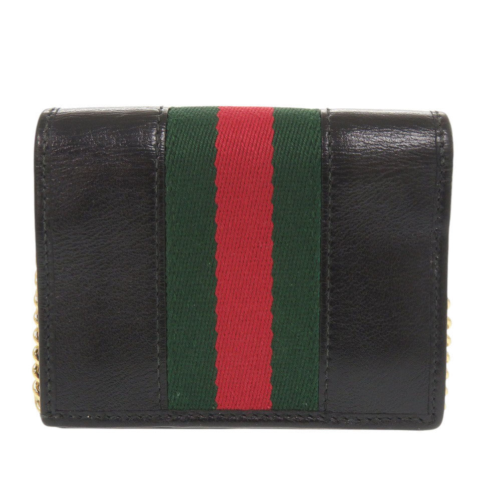 美品 グッチ ラジャ 573790 レザー ブラック 二つ折り財布 チェーンウォレット 黒 1114【中古】GUCCI