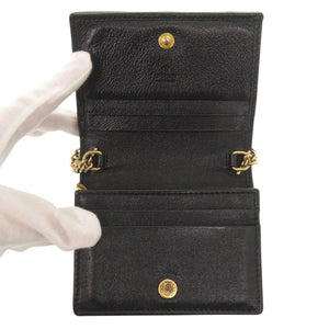 美品 グッチ ラジャ 573790 レザー ブラック 二つ折り財布 チェーンウォレット 黒 1114【中古】GUCCI