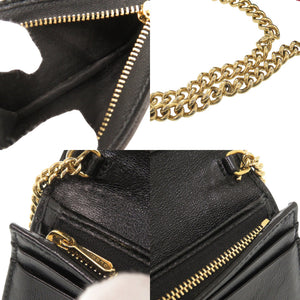 美品 グッチ ラジャ 573790 レザー ブラック 二つ折り財布 チェーンウォレット 黒 1114【中古】GUCCI
