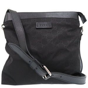 美品 グッチ GG柄 グッチシマ 510342 ショルダーバッグ レザー グッチシマナイロン ブラック 1162【中古】GUCCI