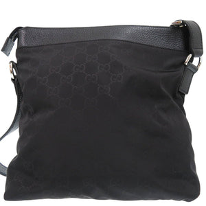 美品 グッチ GG柄 グッチシマ 510342 ショルダーバッグ レザー グッチシマナイロン ブラック 1162【中古】GUCCI