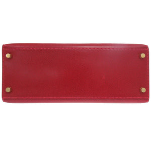 美品 エルメス ケリー28 ギロッシュ 外縫い リセ ルージュヴィフ ゴールド金具 □I刻印 ハンドバッグ 赤 1181 【中古】 HERMES